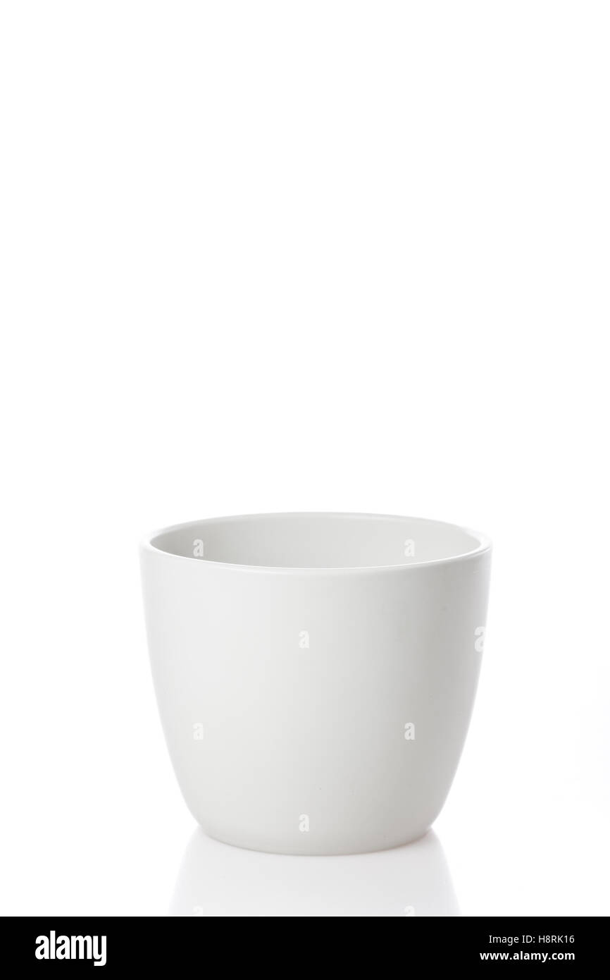 White flower pot isolated on white background Stock Photo - Alamy