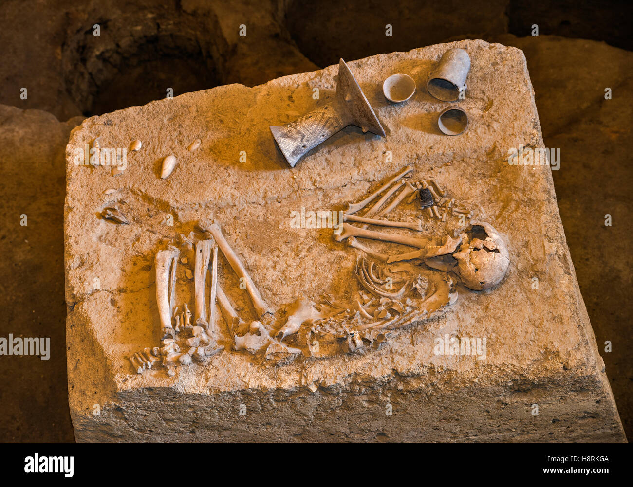 Bronze Age grave, Magor Hill, Veszto Magor National Historical Monument, Koros Maros National Park, near town of Veszto, Hungary Stock Photo