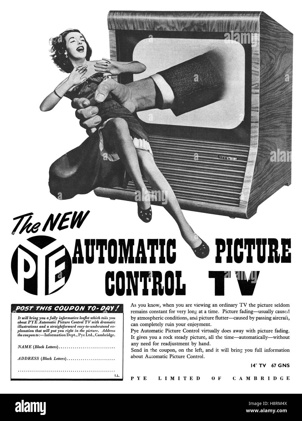 1953 British advertisement for Pye television Stock Photo