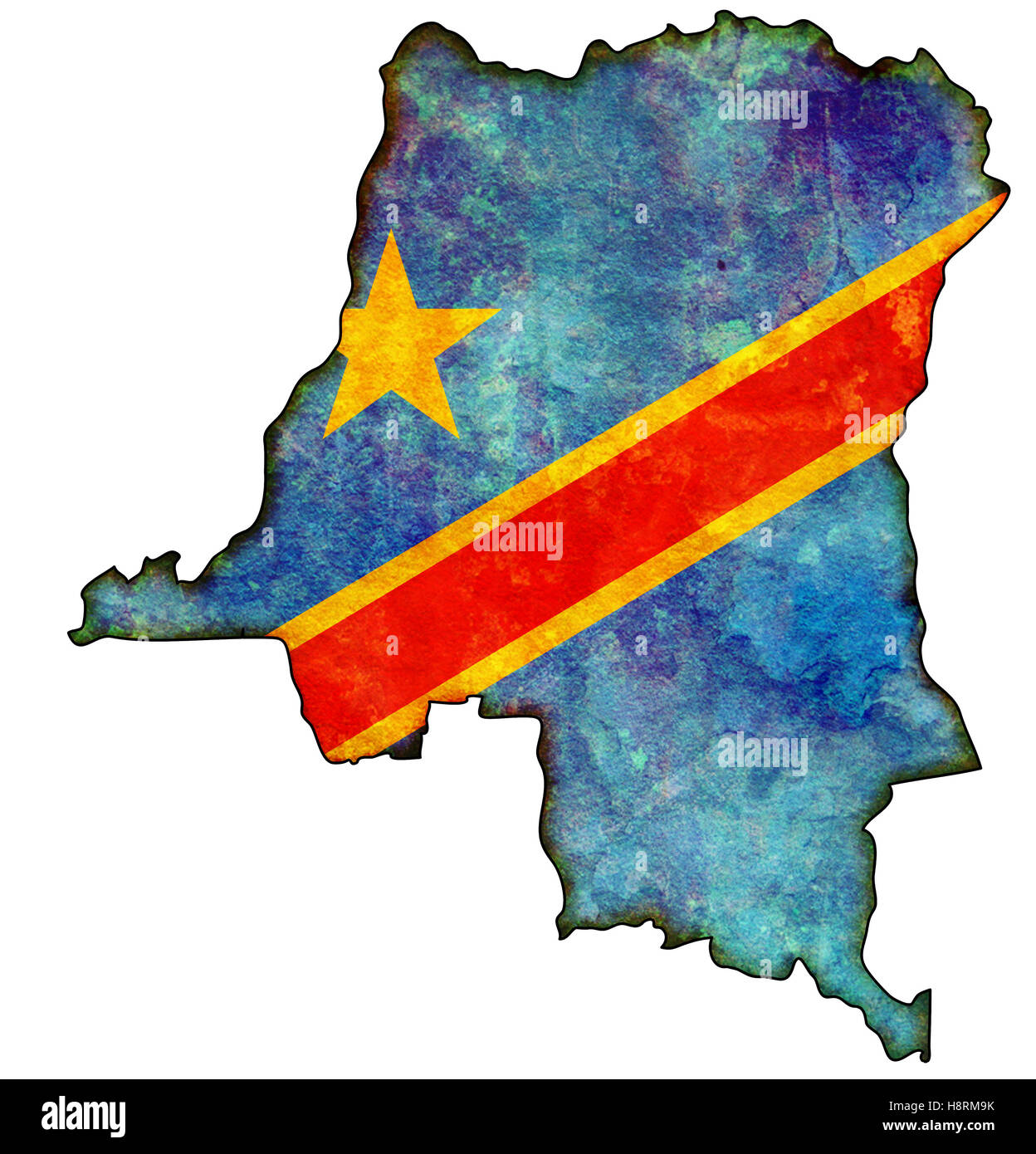 some old vintage map with flag of dedmocratic republic of congo Stock Photo
