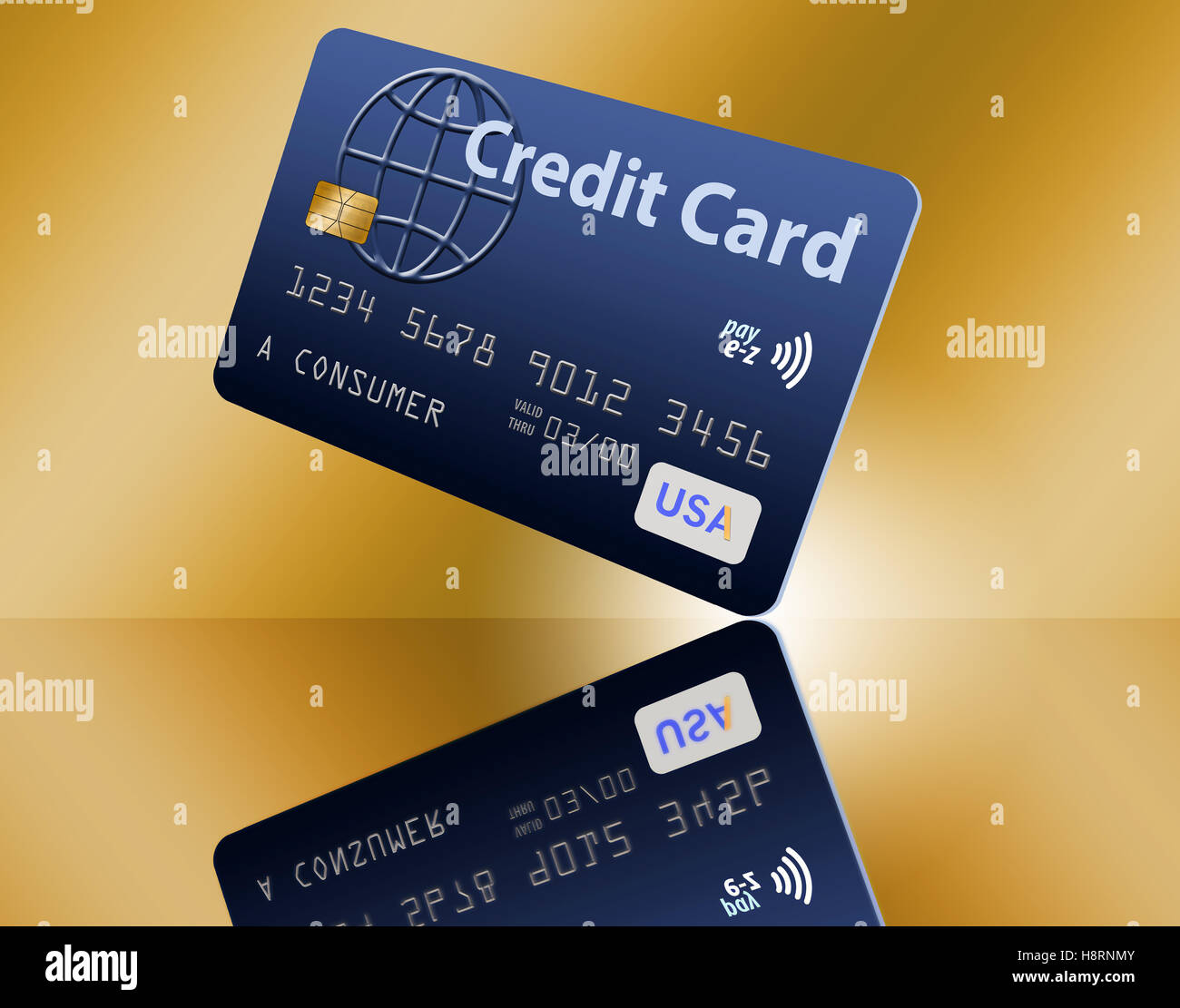 This is a photo illustration combining photographs with graphics and is free of copyright. These images of credit cards use fict Stock Photo