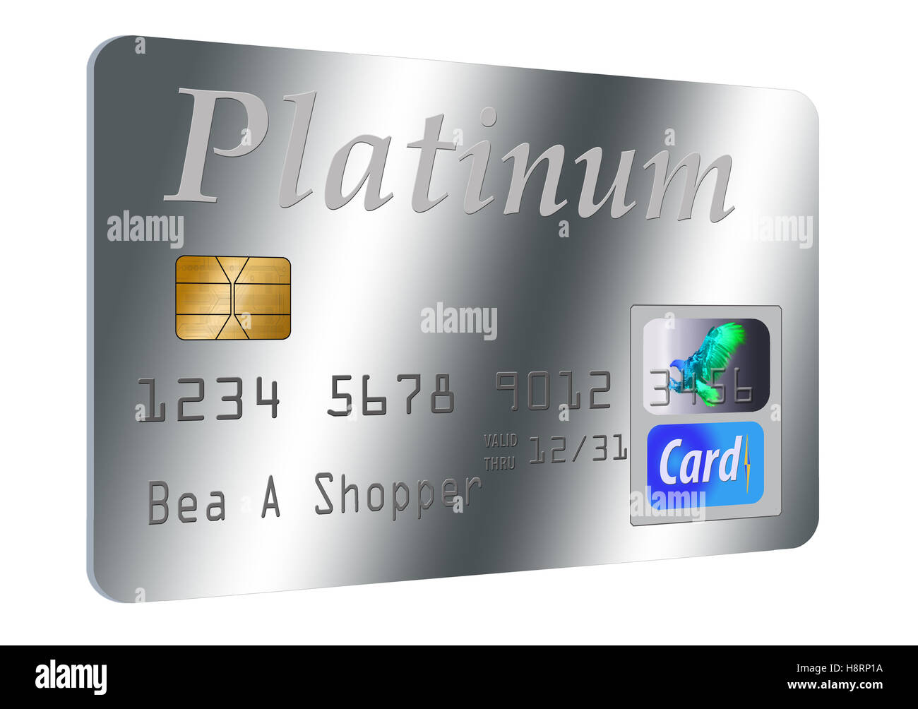 This is a platinum credit card, generic, isolated on white with a