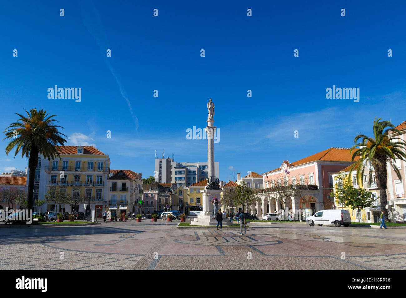 Bocage square - praça do Bocage - in Setúbal, Portugal, Europe Stock Photo