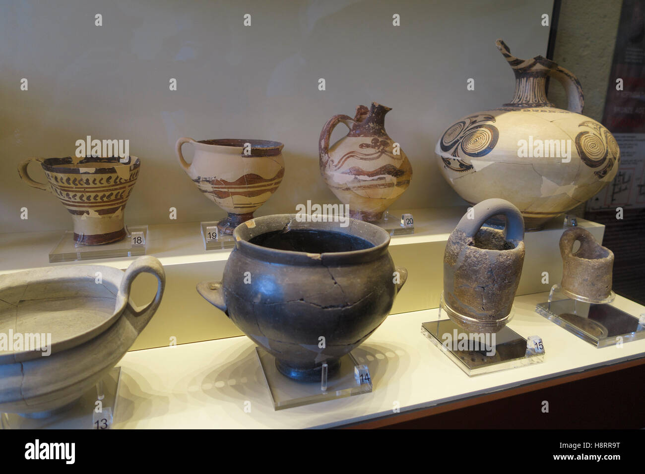 Pottery at the Archaeological Museum of Ancient Corinth, Corinth, Greece, Europe Stock Photo