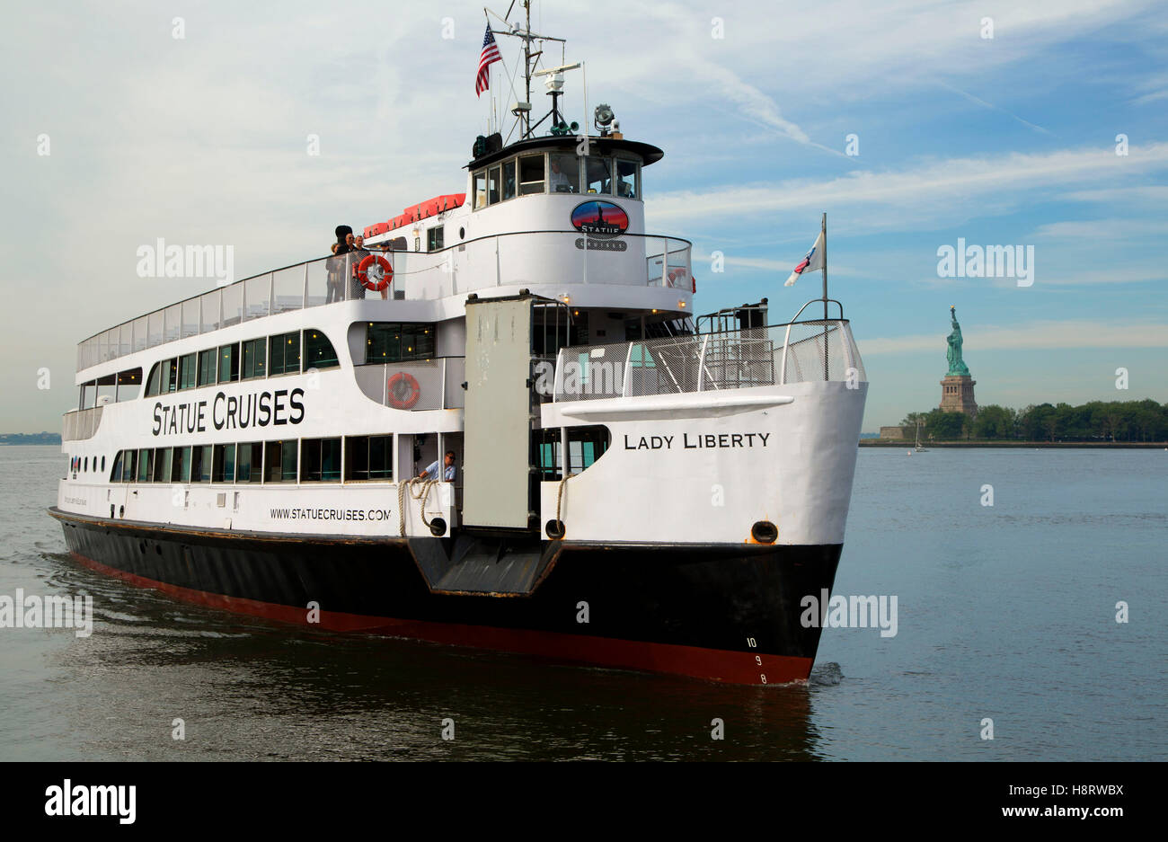 Statue of Liberty tour boat with Statue of Liberty, Ellis Island