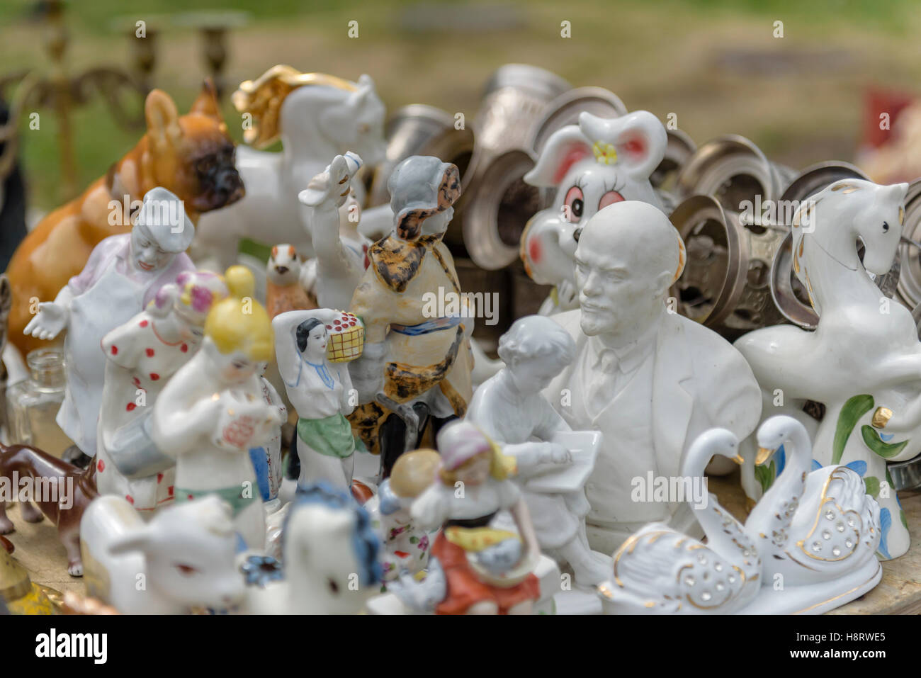 Soviet souvenirs in Ekaterinburg market (Russia) Stock Photo