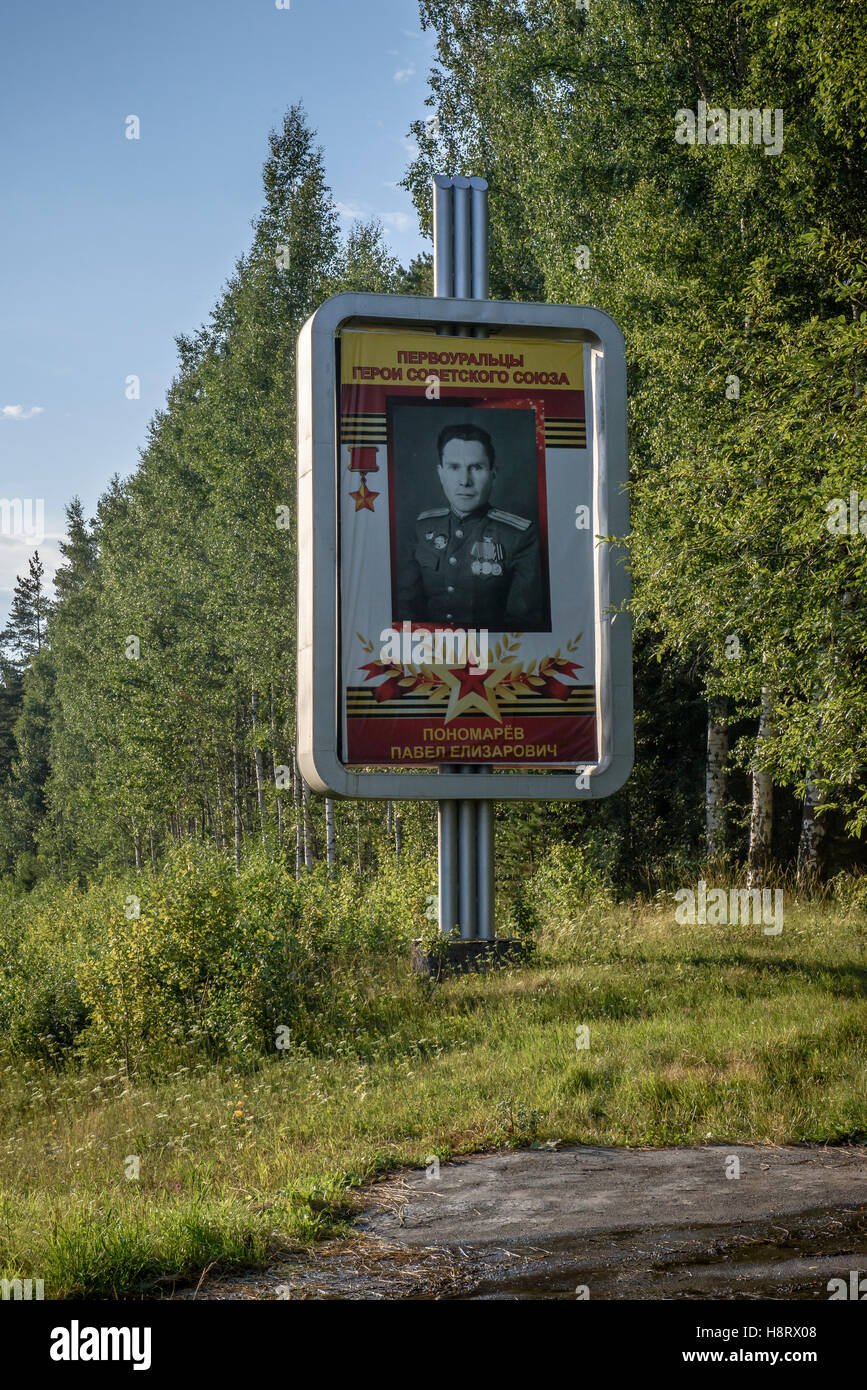 Old border Asia Europe in the Urals (Pervouralsk, Russia) Stock Photo