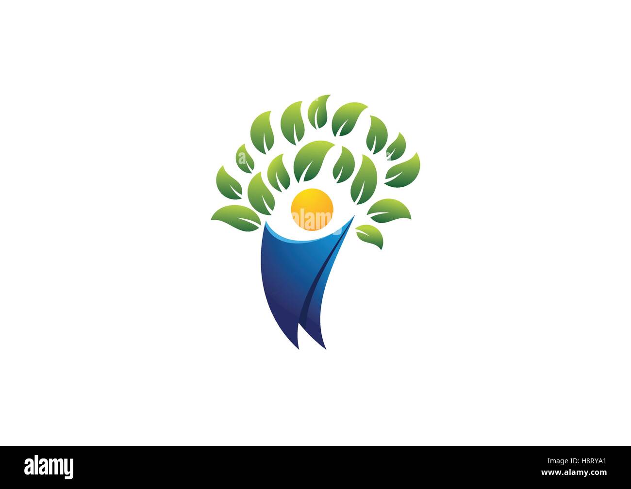 people health tree logo, tree people wellness concept symbol icon vector design Stock Vector