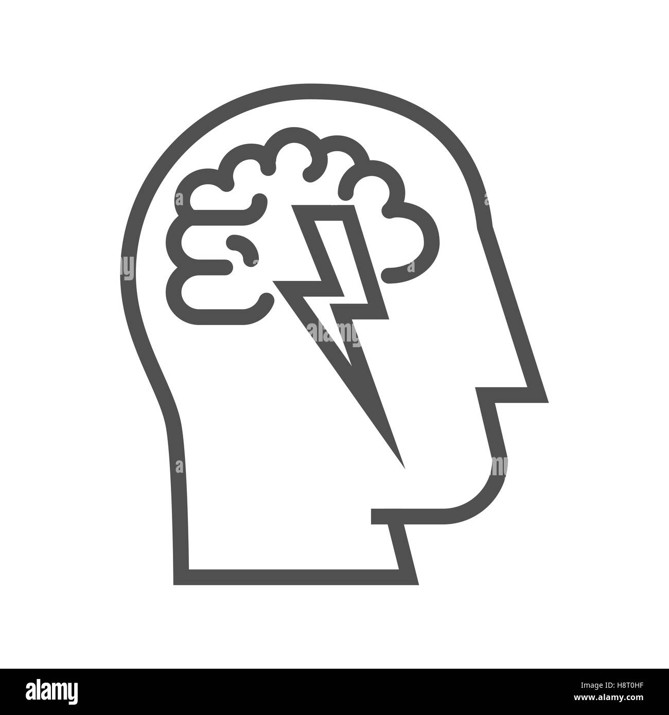 Cartoon head brain symbol Black and White Stock Photos & Images - Alamy