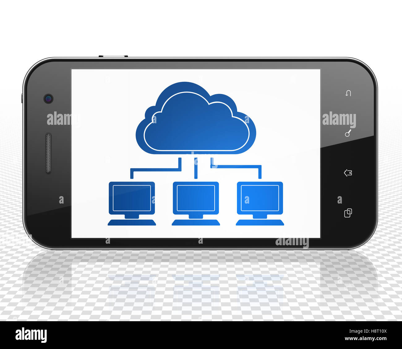 Cloud technology concept: Smartphone with Cloud Network on display ...