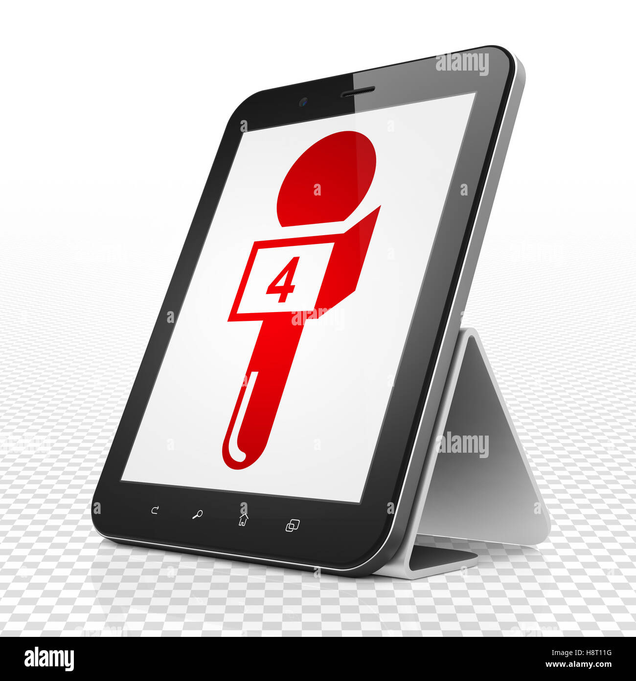 News concept: Tablet Computer with Microphone on display Stock Photo ...