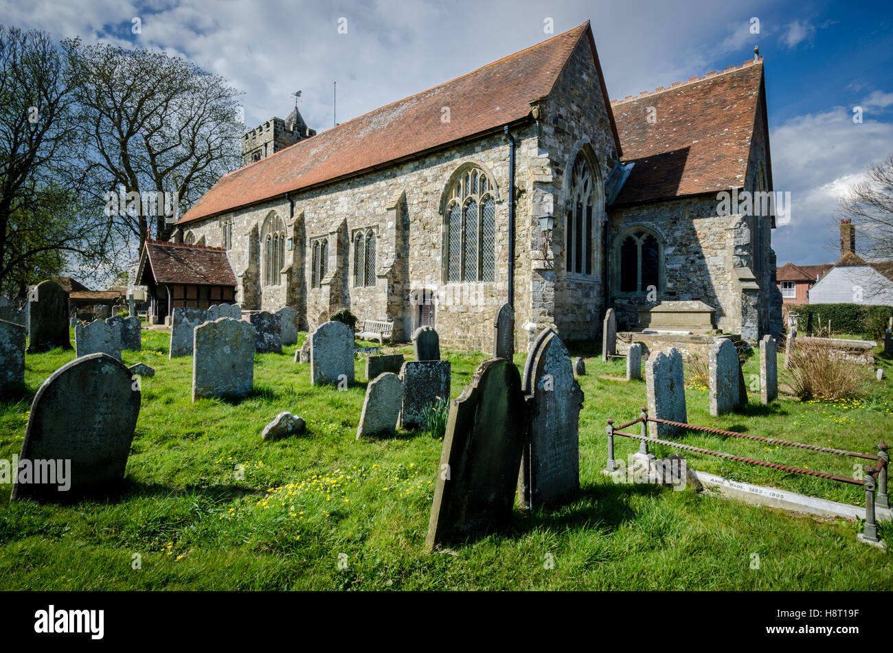 Church of St George and graveyard, Brede, Kent, UK Stock Photo