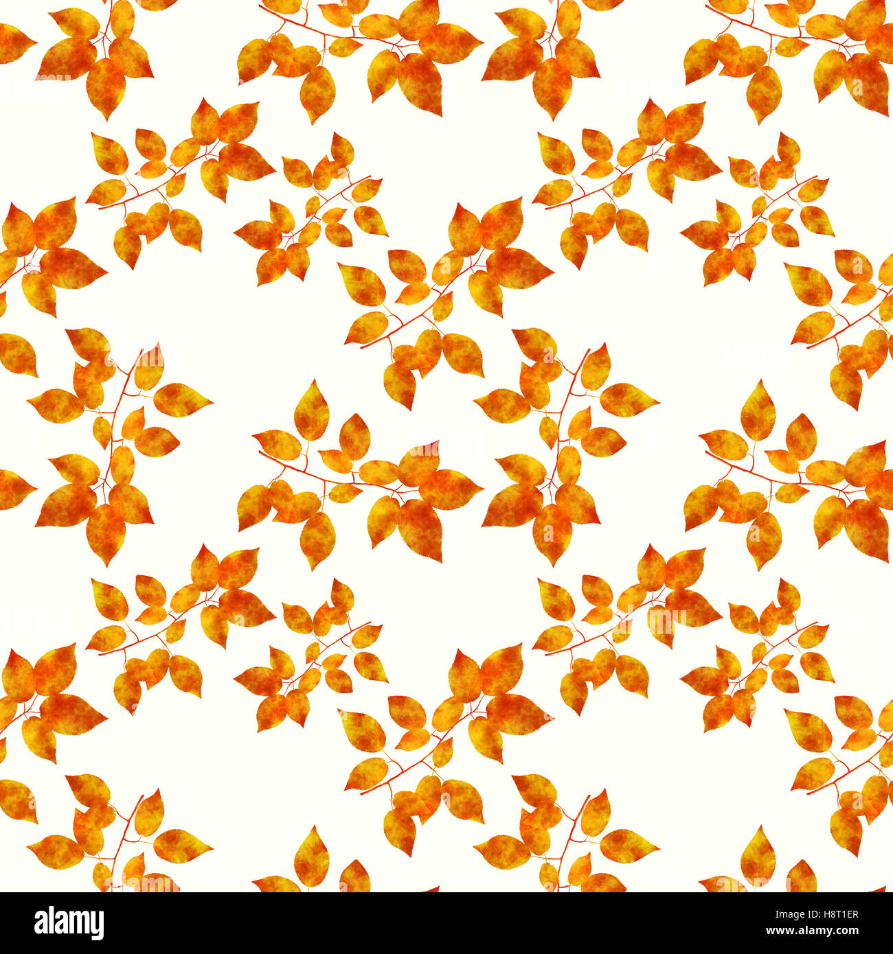 Orange leaves seamless pattern Stock Photo
