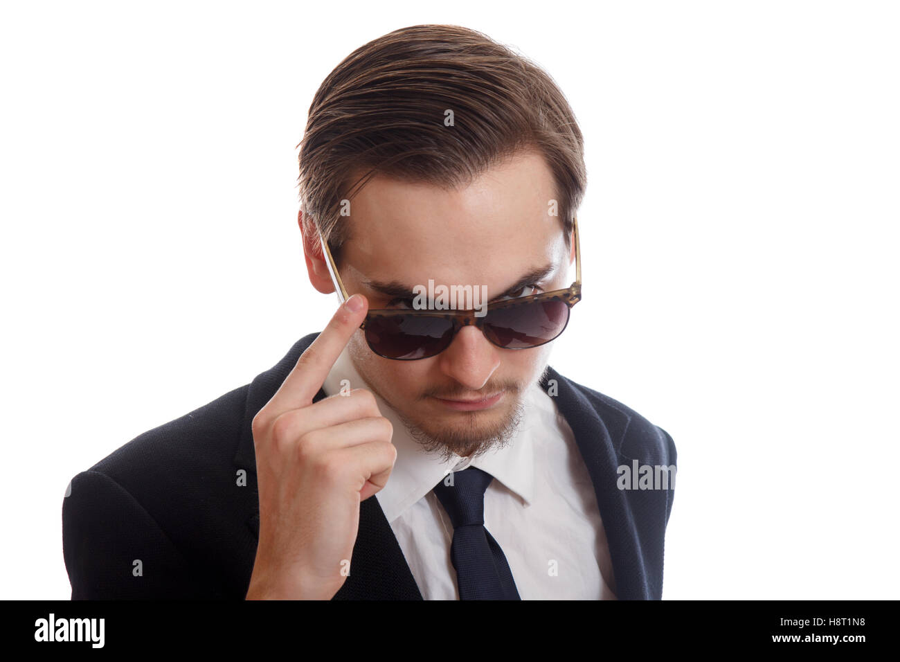 Look Over Spectacles Attractive man suit sunglasses hi-res stock photography and images - Alamy