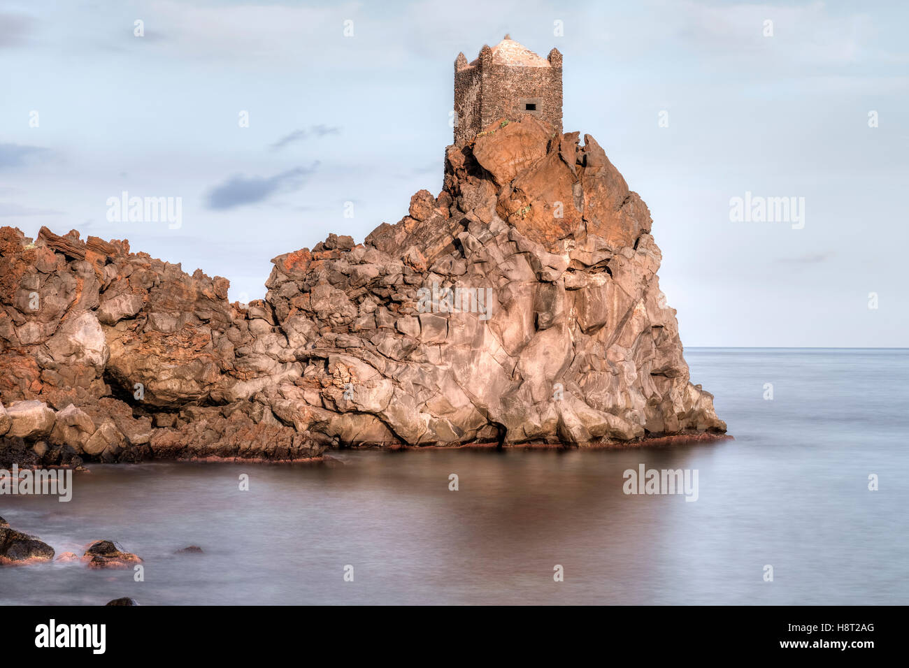 Watchtower, Santa Tecla, Acireale, Catania, Sicily, Italy Stock Photo