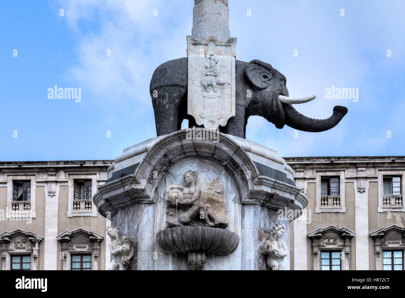 Fontana dell'Elefante, Catania, Sicily, Italy Stock Photo