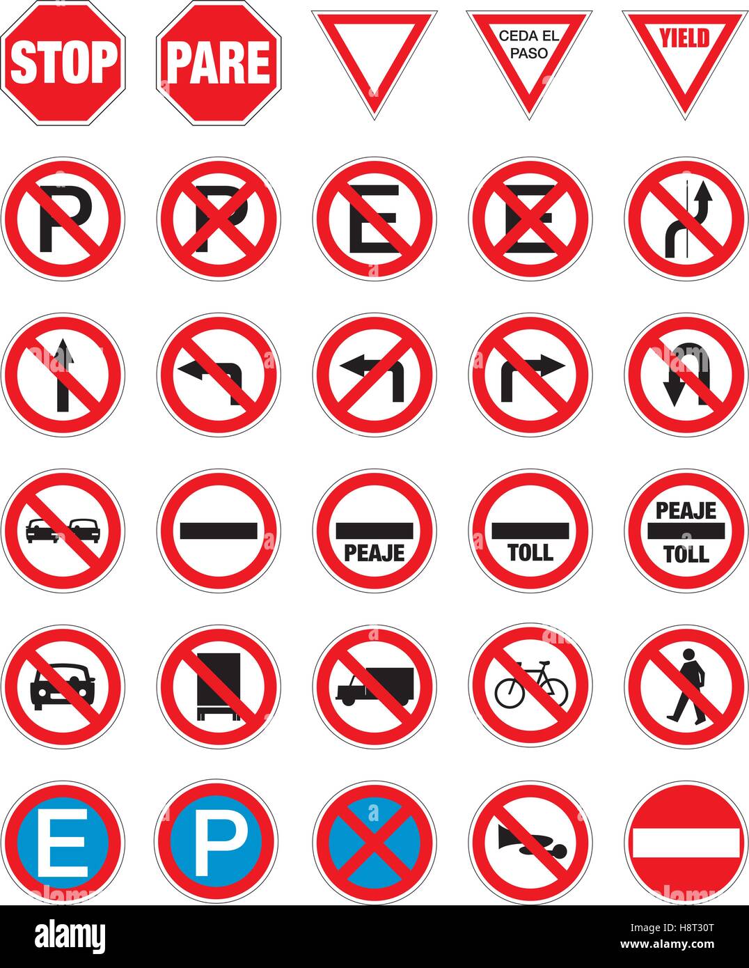 road signs in vector format pack 1 Stock Vector