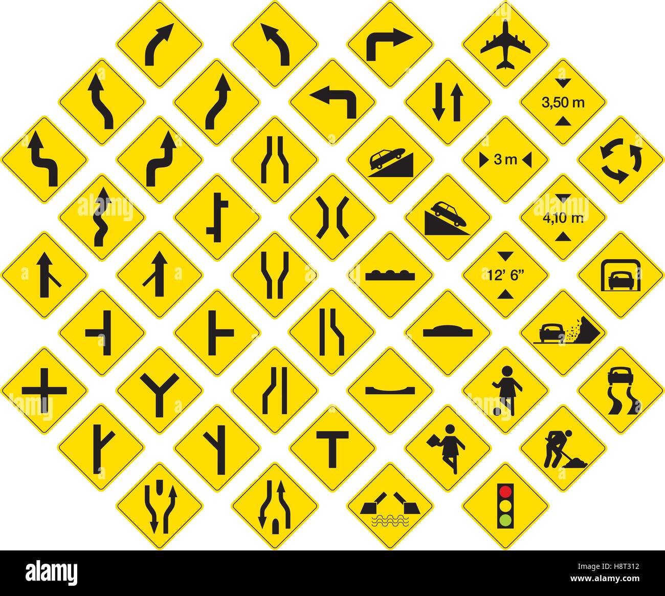 road signs in vector format pack 3 Stock Vector