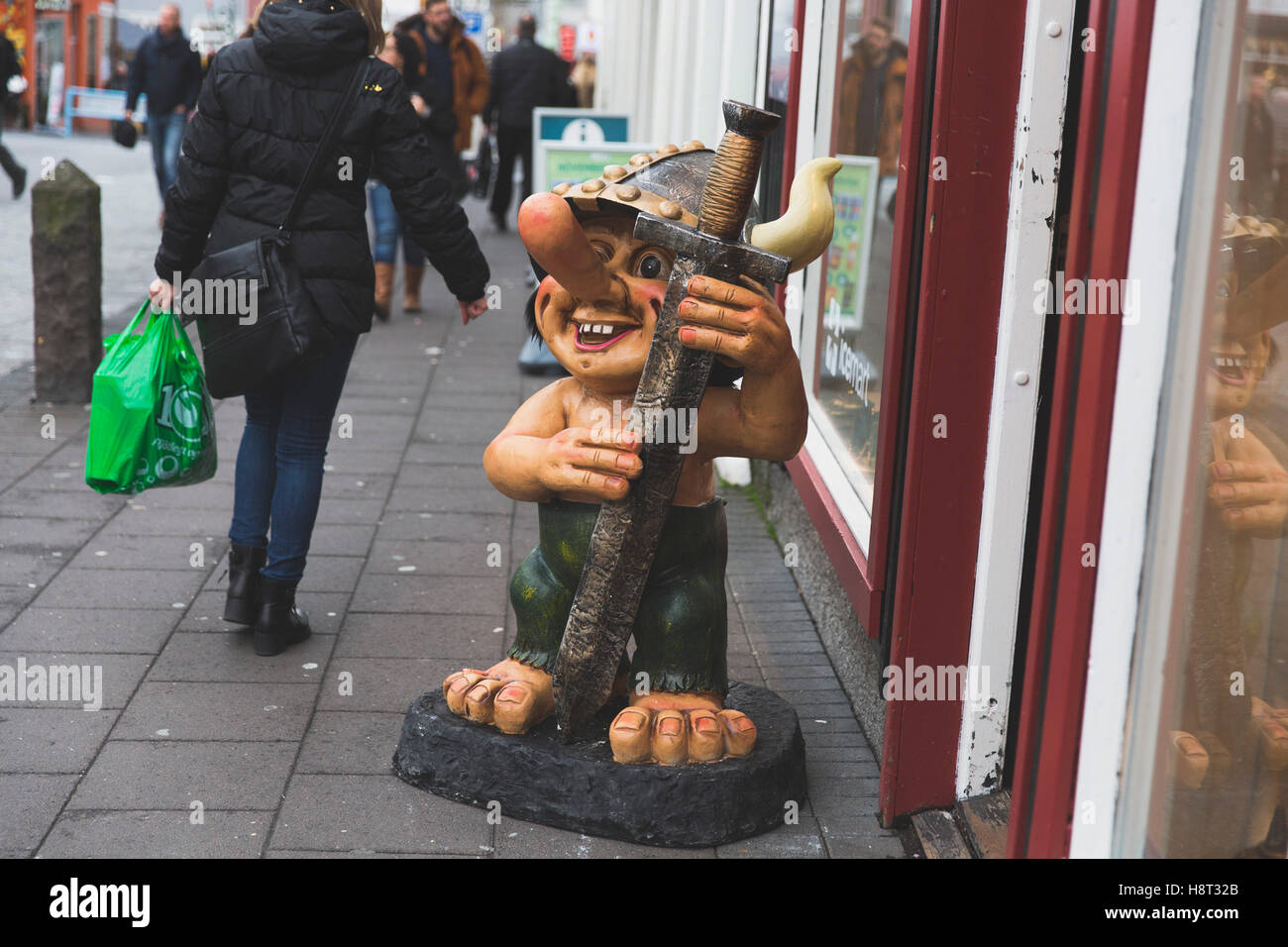 Troll figure outside souvenir shop in Reykjavik, Iceland. Stock Photo
