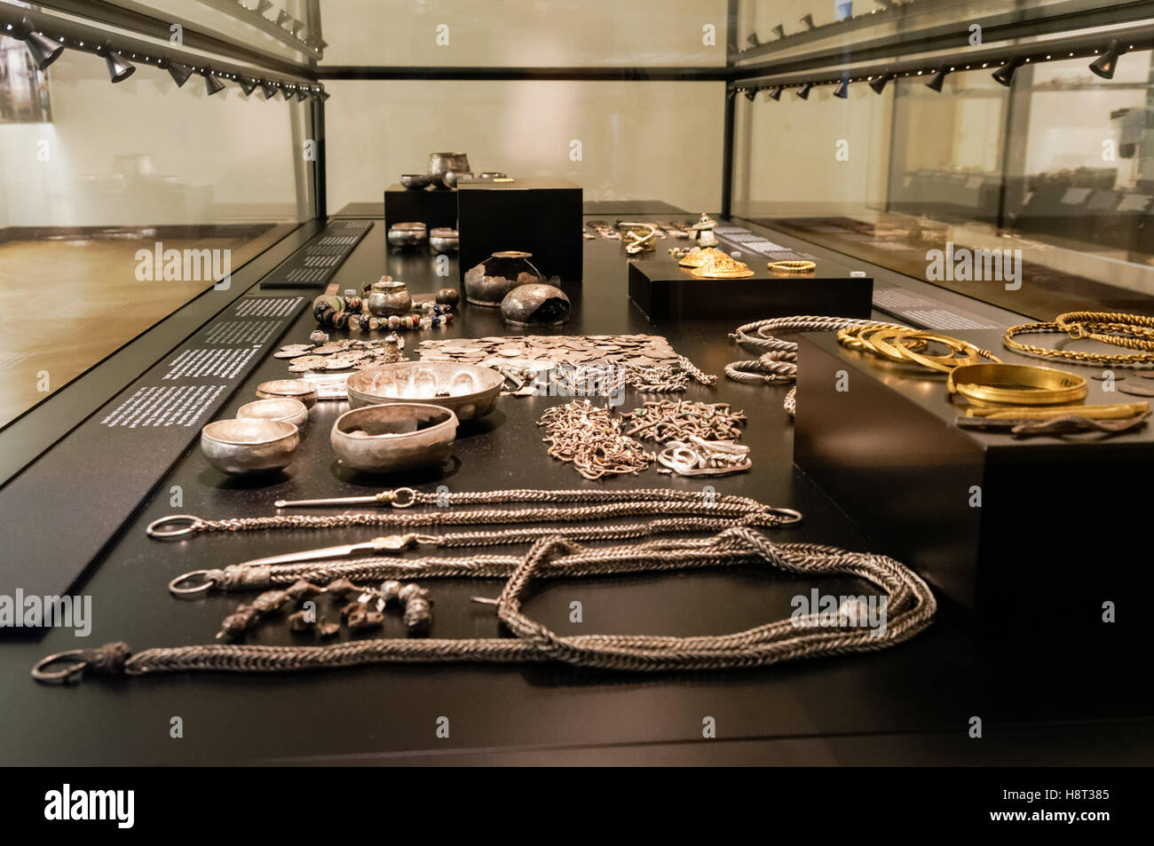 Silver hoard from Terslev in Zealand from 10th century, National Museum of Denmark in Copenhagen, Denmark Stock Photo