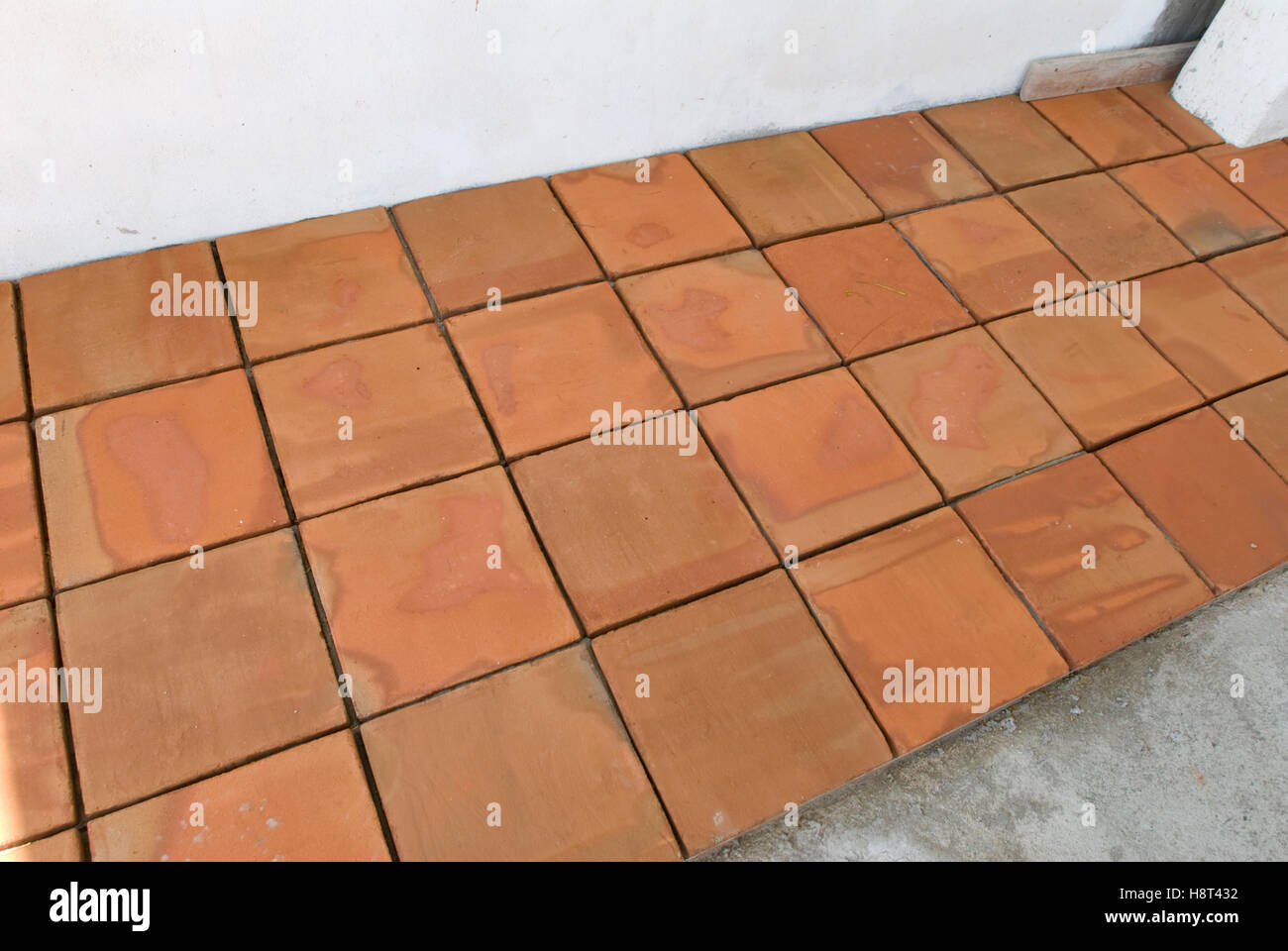 Red Clay Tiles Used In Mexican Home Stock Photo 125919894