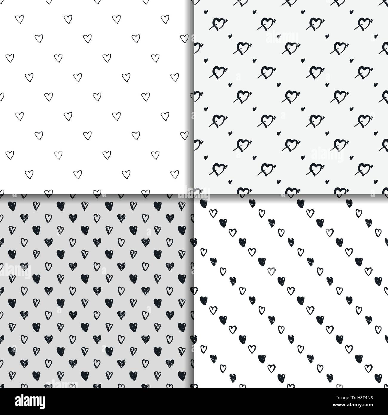 Doodle seamless pattern set with hearts Stock Vector Image & Art - Alamy