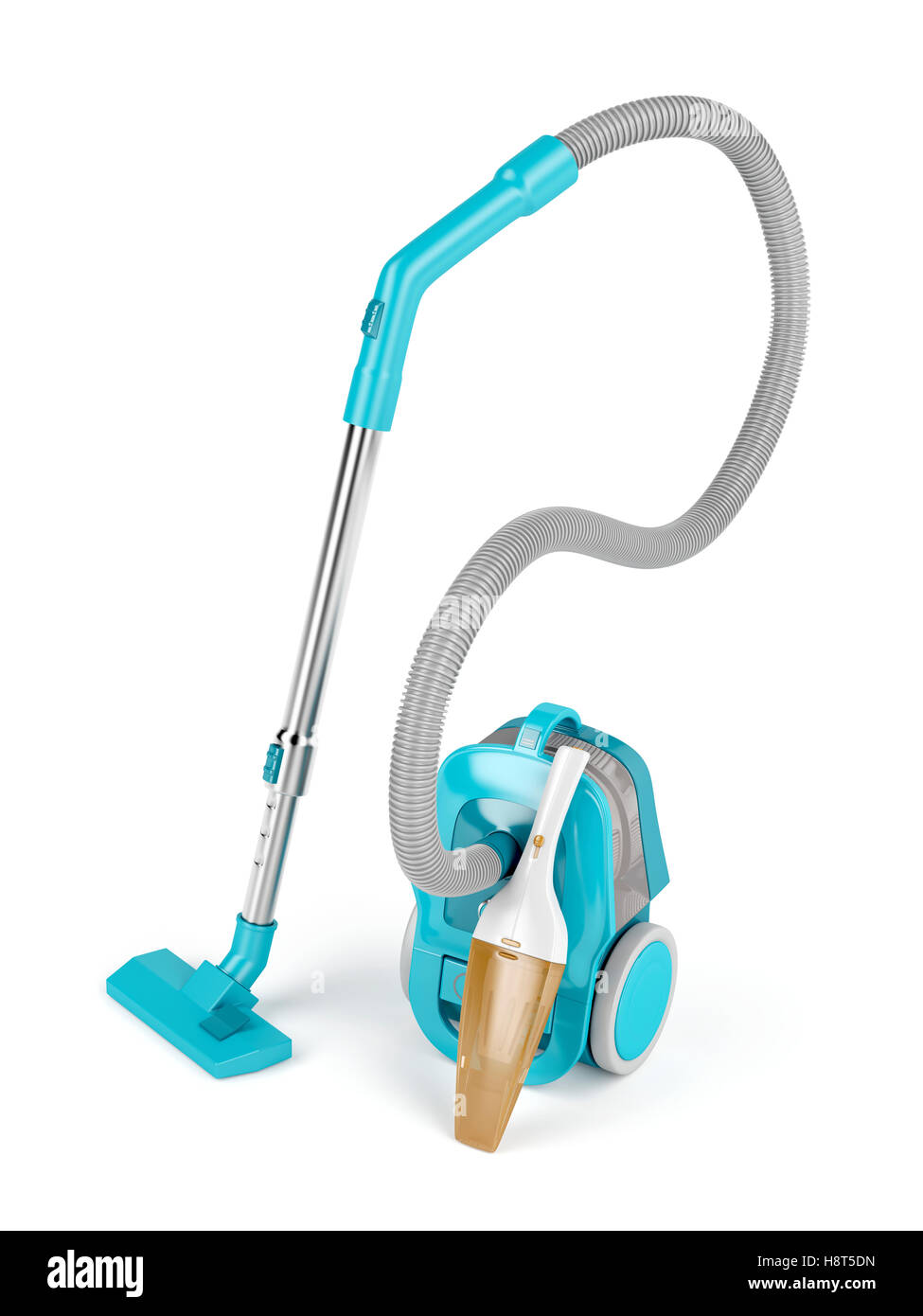 Bagless and handheld vacuum cleaners on white background Stock Photo
