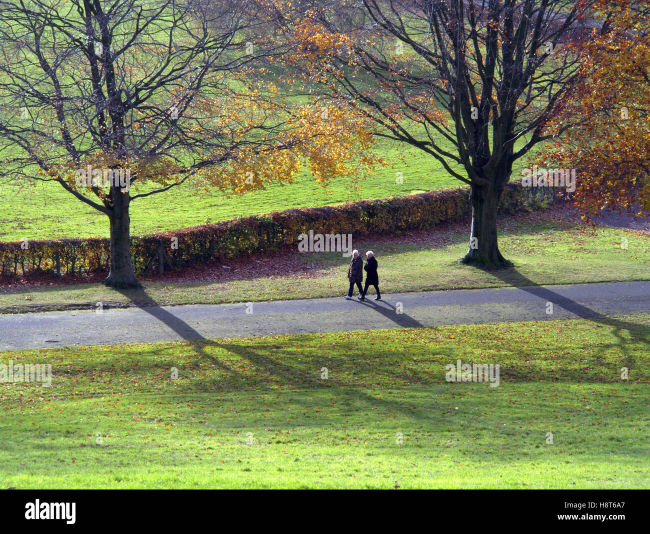 people walking bellahouston park glasgow Stock Photo