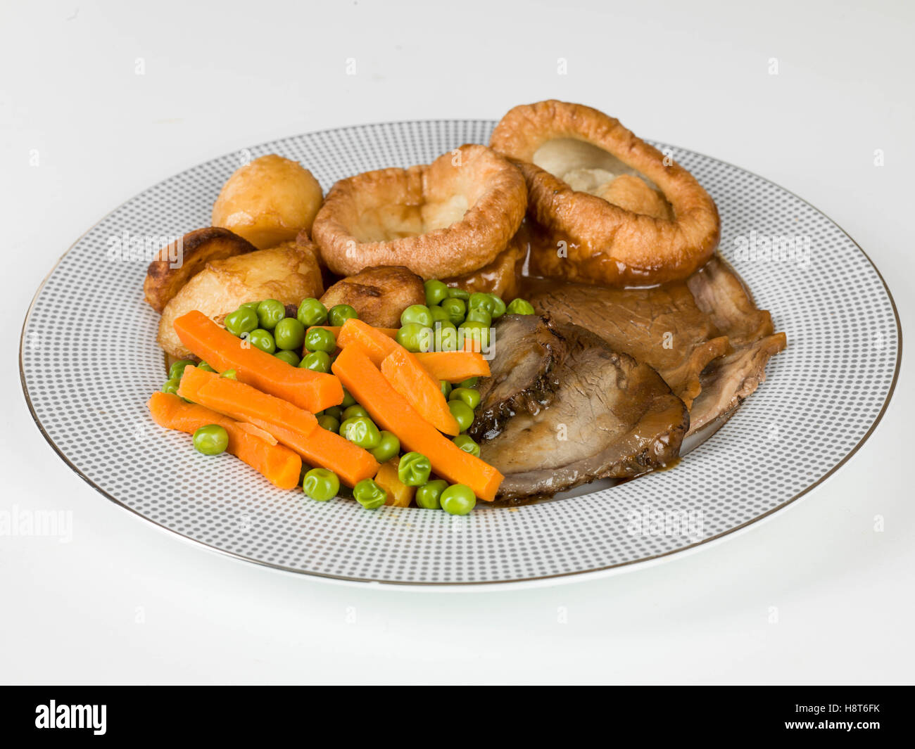 Traditional Authentic English Roast Beef Sunday Lunch With Yorkshire