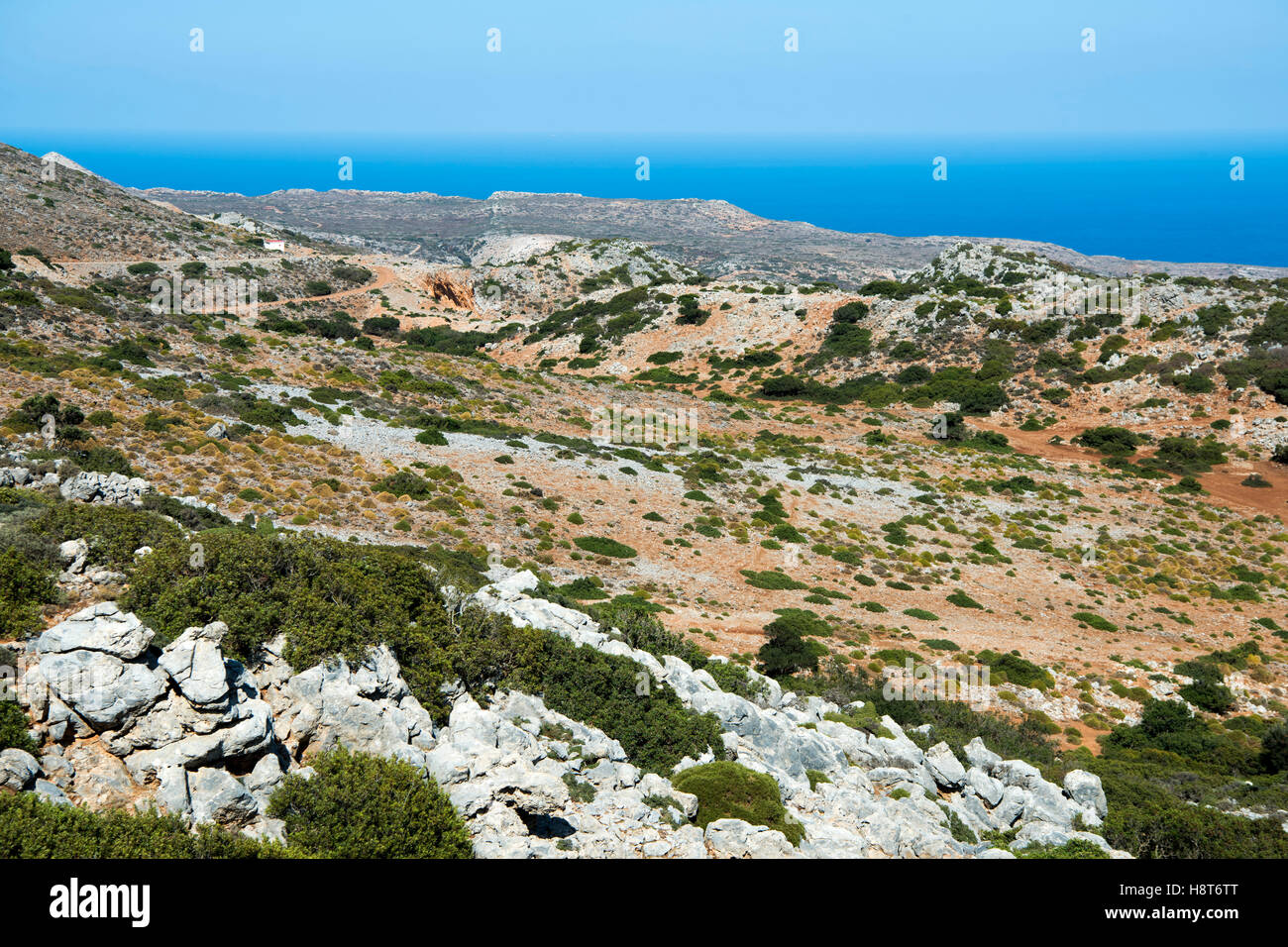 Griechenland, Kreta, Halbinsel Rodopou (Rodopos), Landschaft an der Strasse vom Dorf Rodopos zur Ausgrabung von Diktina Stock Photo