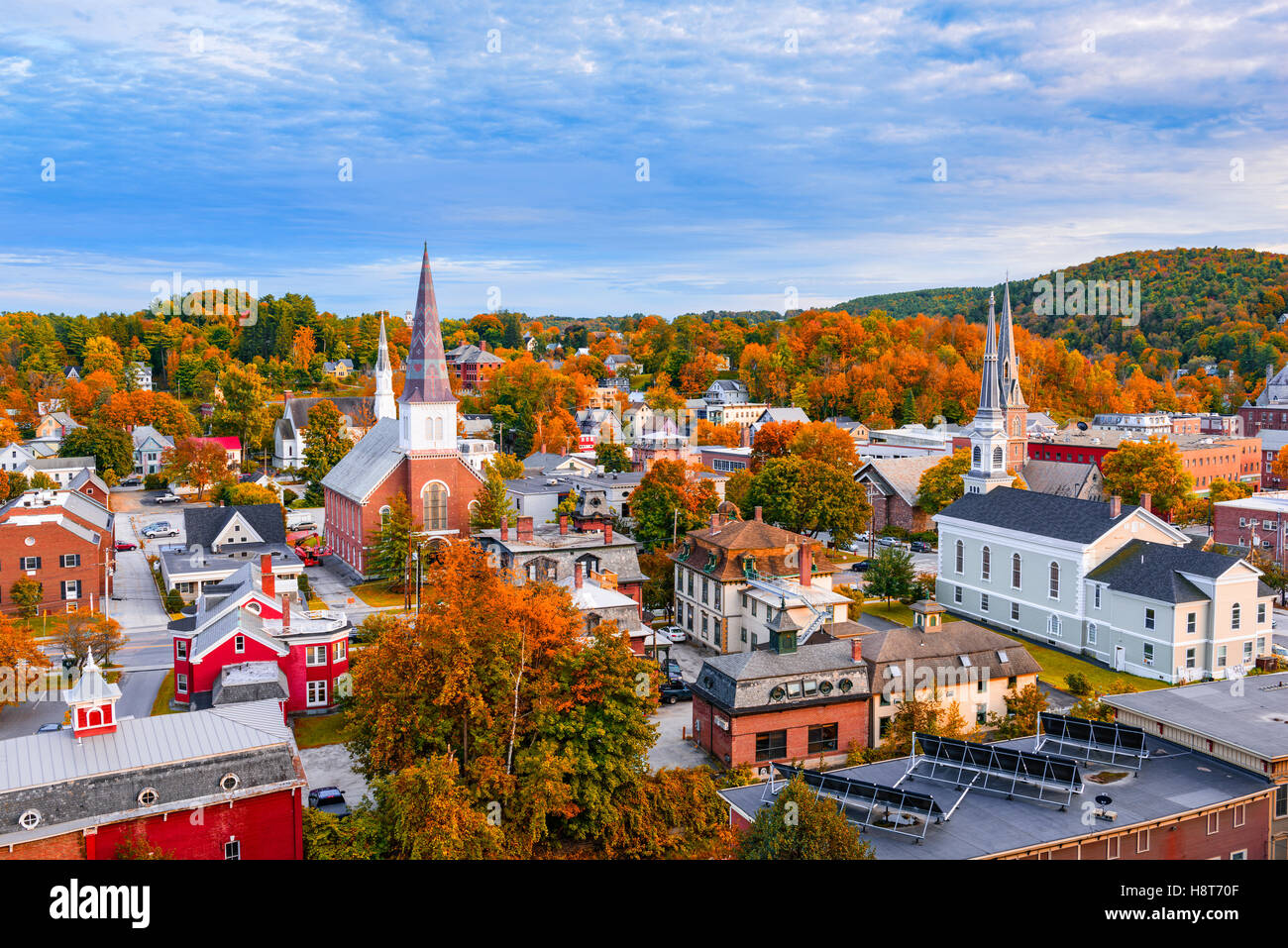 Montpelier, Vermont, USA autumn town skyline. Stock Photo
