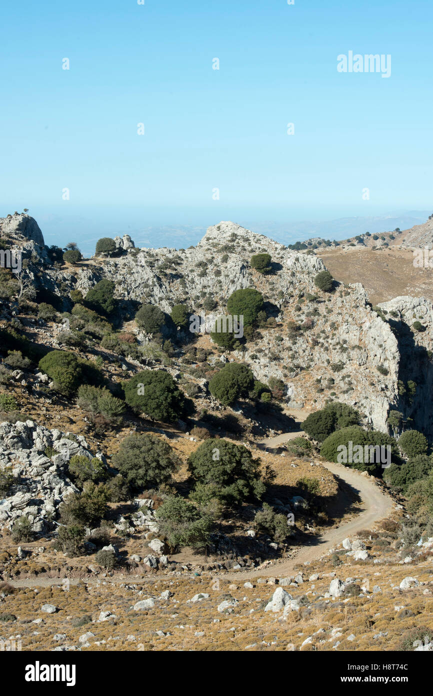 Griechenland, Kreta, Blick von der Strasse von Geraki nach Kaminaki auf der Lassithi-Hochebene Stock Photo