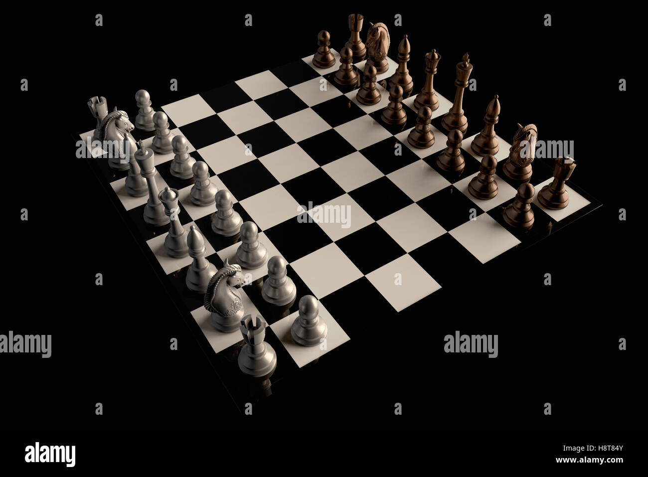 A chess board on a dark background Stock Photo