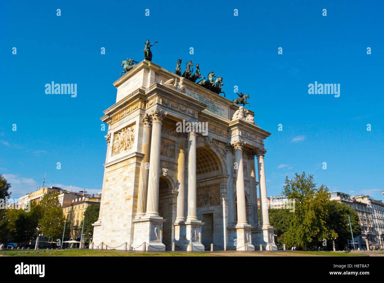 Arco della Pace, Piazza Sempione, Milan, Lombardy, Italy Stock Photo