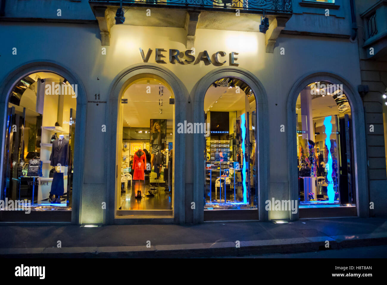 Versace shop, Via Monte Napoleone, Quadrilatero D'oro, Milan, Lombardy, Italy Stock Photo