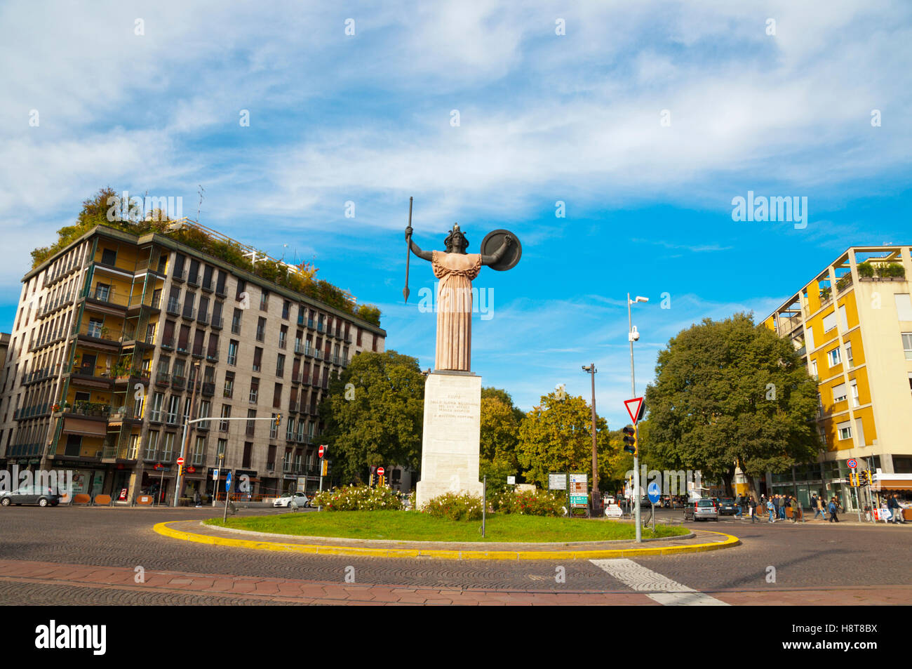 Statua della Minerva, Piazzale Minerva, Pavia, Lombardy, Italy Stock Photo