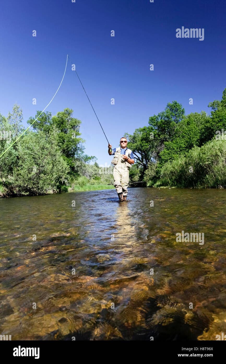 Fly fishing on the Pecos River in New Mexico Stock Photo Alamy