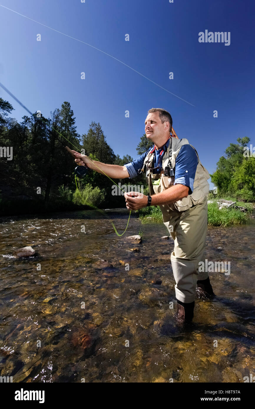 Fly fishing on the Pecos River in New Mexico Stock Photo Alamy