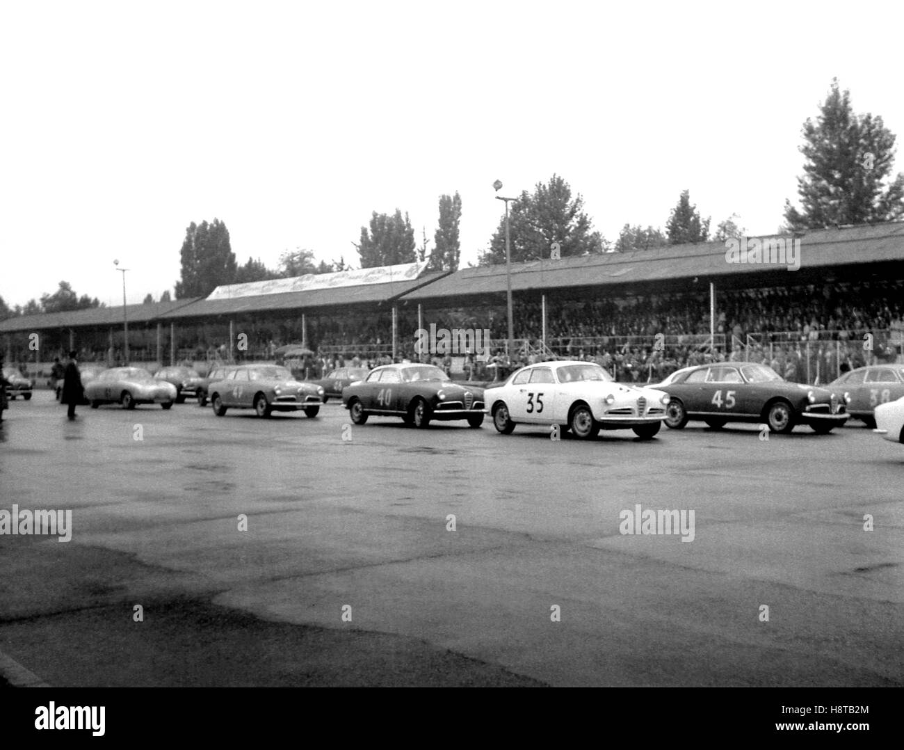 1956 ITALIAN GP TOURING CAR GRID Stock Photo