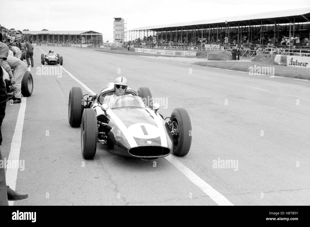 Image of Brabham F1 mechanics in the Monza pits, 1969, Italian GP