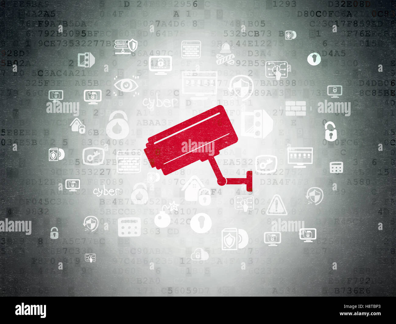 Privacy Concept Cctv Camera On Digital Data Paper Background Stock