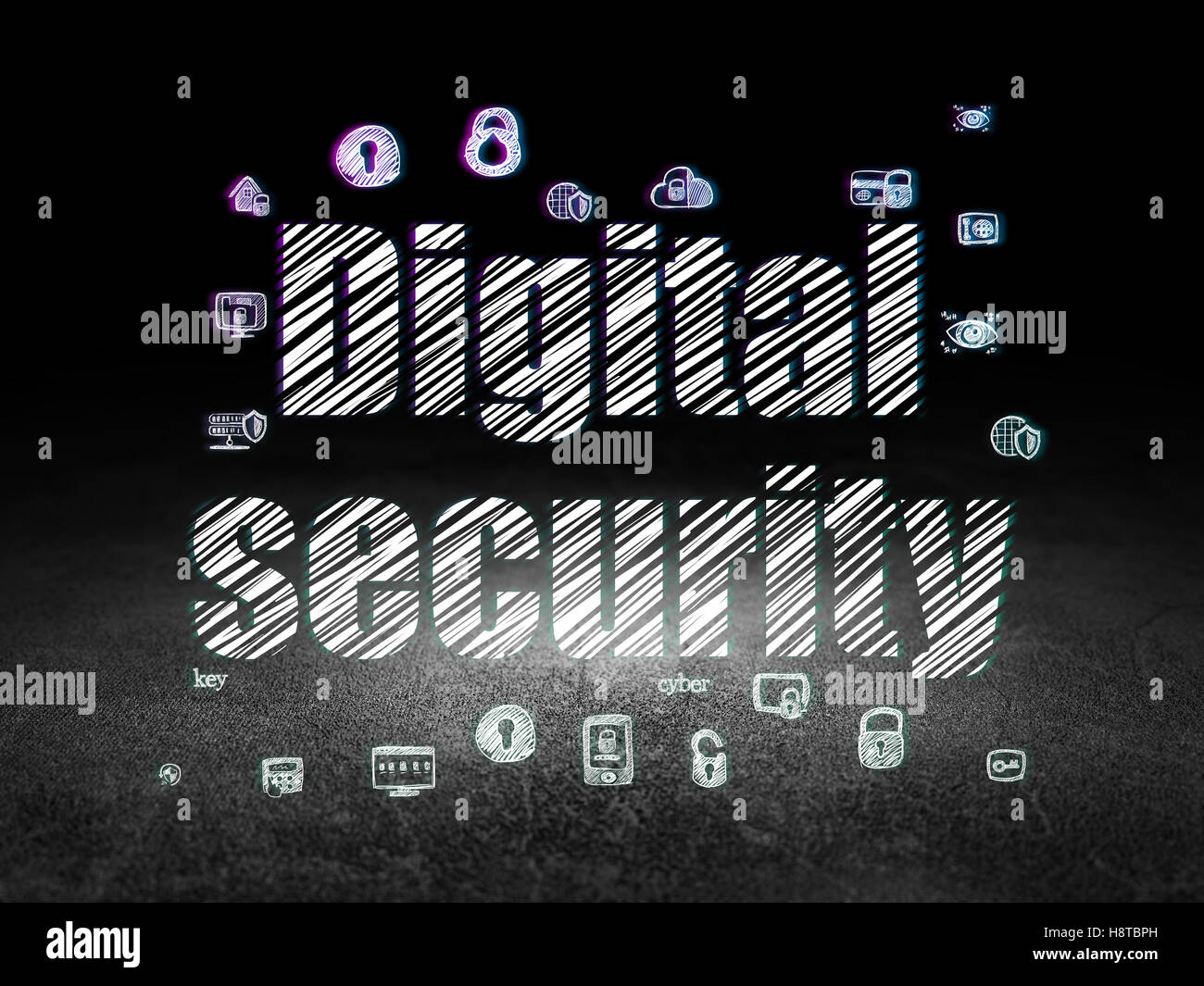 Safety concept Digital Security in grunge dark room Stock Photo Alamy