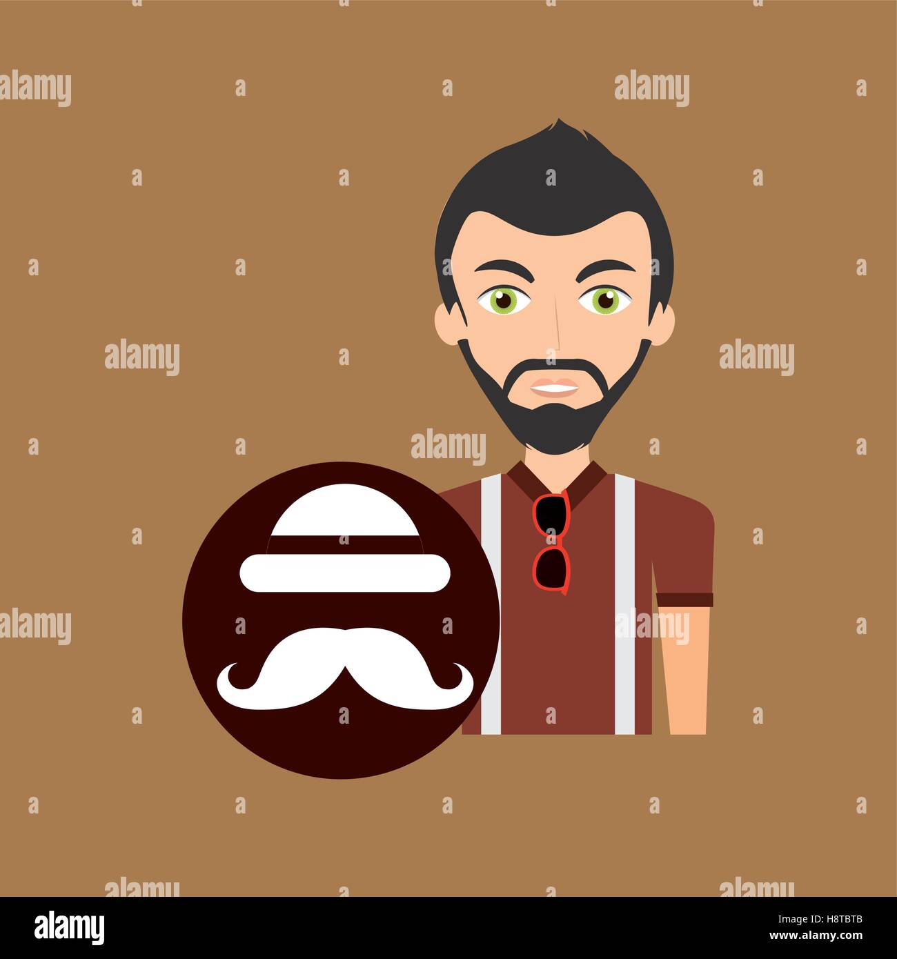 young hipster man bowler hat and mustache vector illustration eps 10 ...