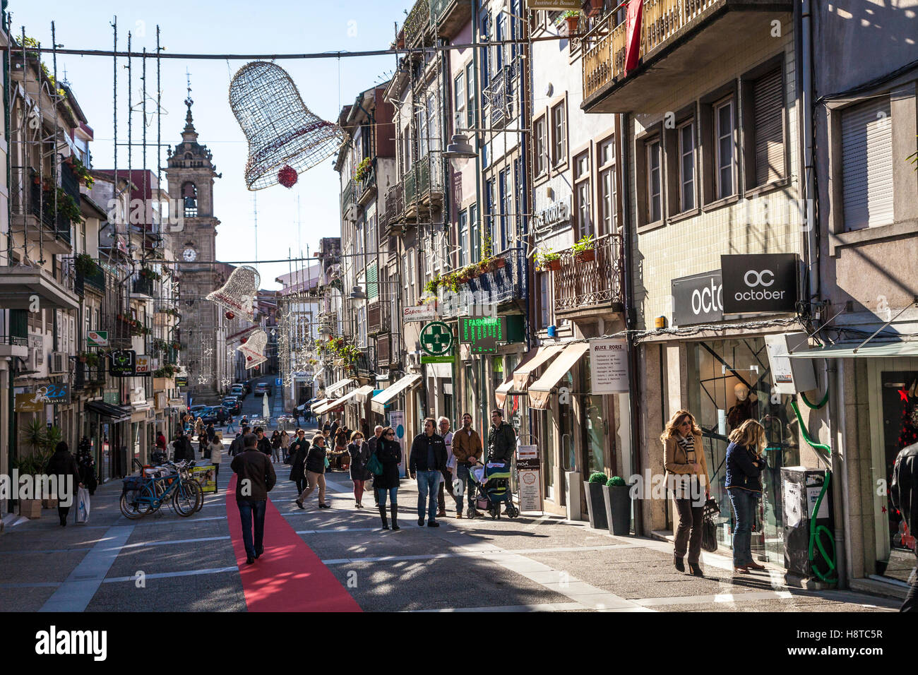 Old Town street in Braga, Portugal, Europe Stock Photo