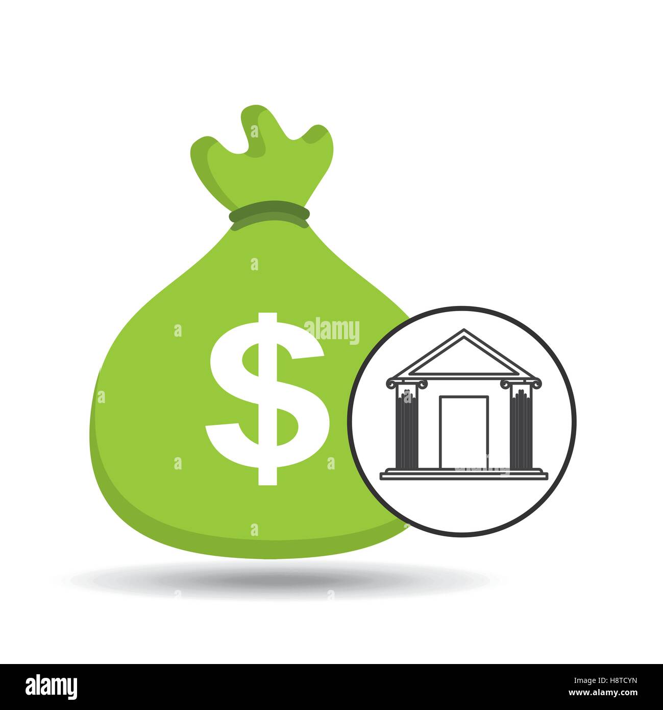 money bag bank building graphic vector illustration eps 10 Stock Vector ...