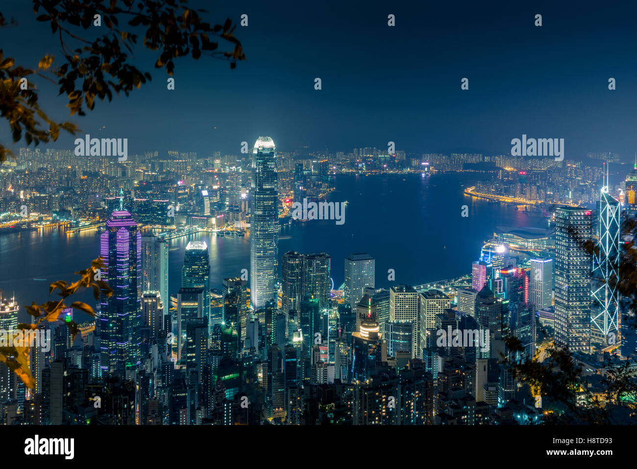 Lights and skyline of Central Hong Kong at night - 1 Stock Photo - Alamy