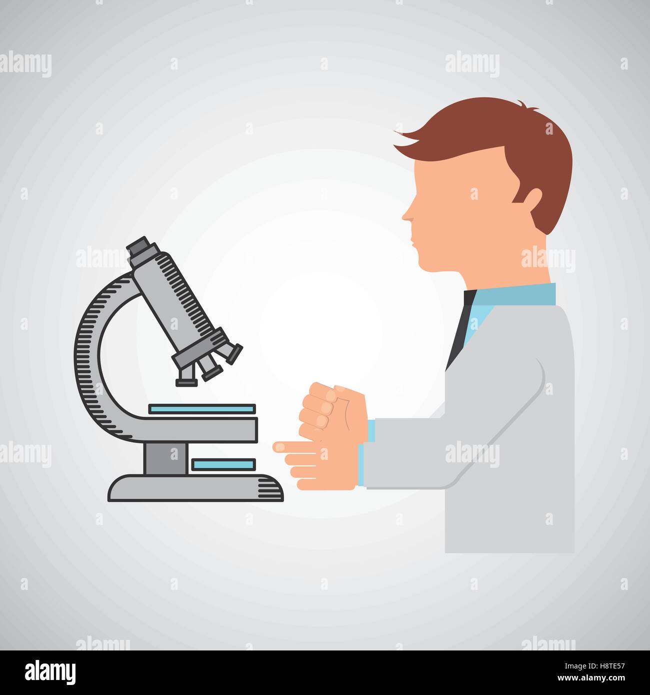 scientist worker research test microscope graphic vector illustration ...