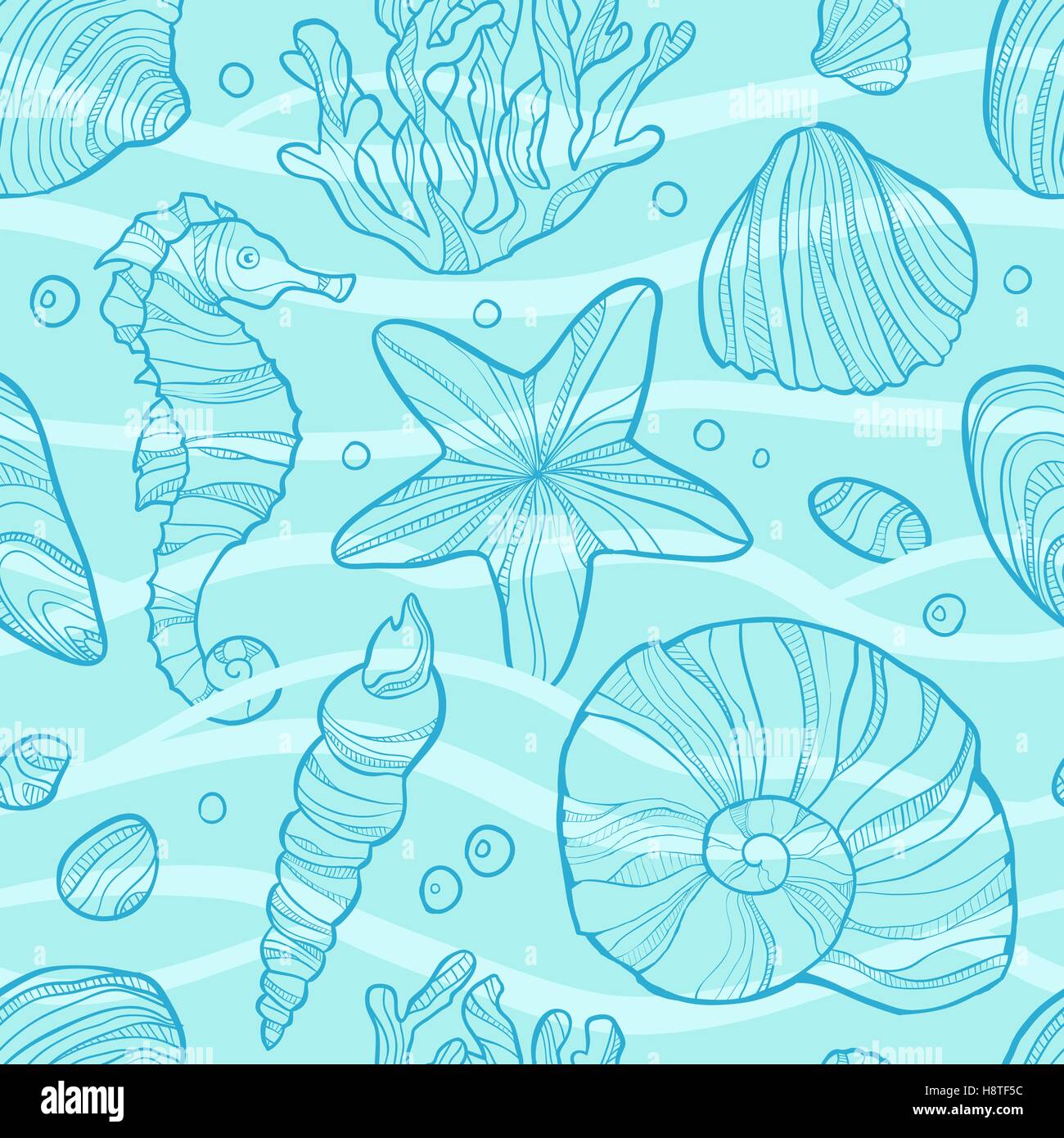 Seamless pattern with sea life Stock Vector Image & Art - Alamy