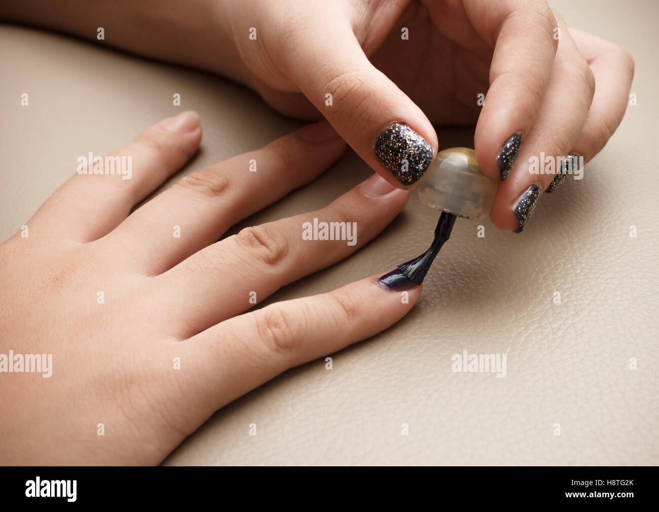 Close up womans hands with red matt nails on black background. Manicure,  pedicure design trends Stock Photo - Alamy