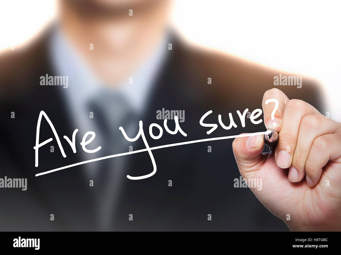 are you sure written by hand, hand writing on transparent board, photo ...